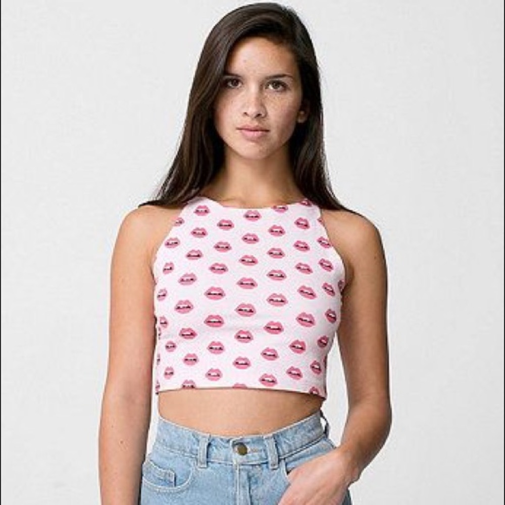 Pink Lips Fitted Crop Top